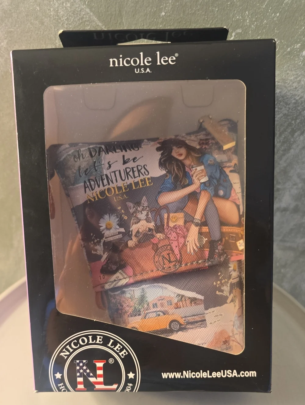 Nicole Lee Standing Cosmetic Makeup Pouch, Slides Down For Easier Access New